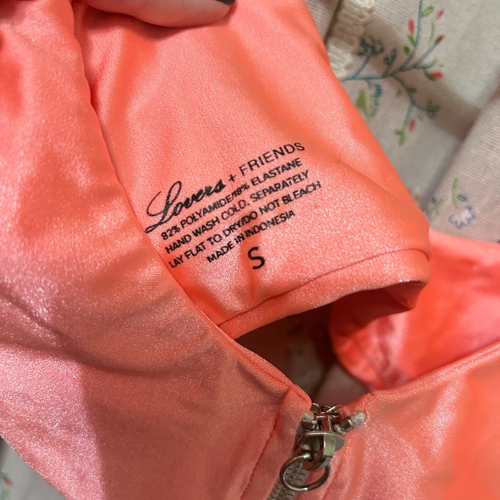 Revolve Lovers + Friends “Zipped Up” Bikini Top Bright Orange/Coral S EUC - Picture 2 of 3